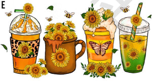 16 Oz Glass Cup - Flowers, Butterflies & Strawberries