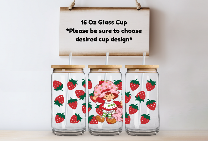 16 Oz Glass Cup - Characters