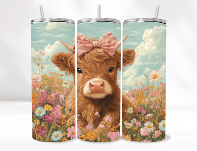 Pink Bow Cow Tumbler 20 Oz